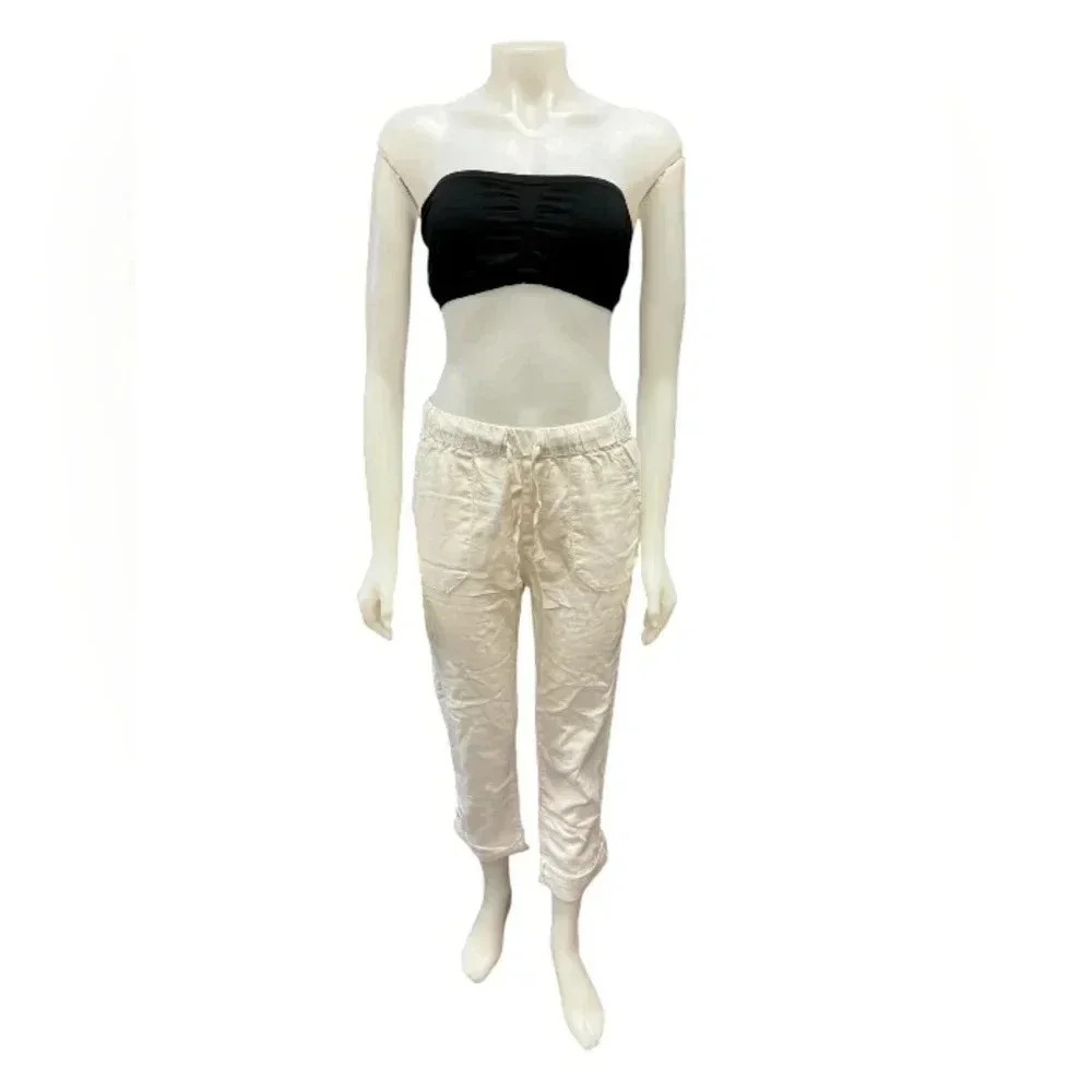 Roxy NWT Pants Linen Blend High Rise “On  The Seashore” crème Size Small